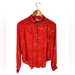 Anthropologie Maeve Red Button Down Shirt